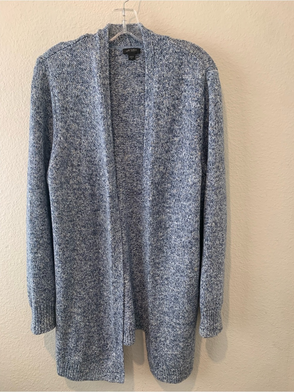 J. Jill Wearever Collections Open-Front Blue Marled Woman’s Sweater Cardigan